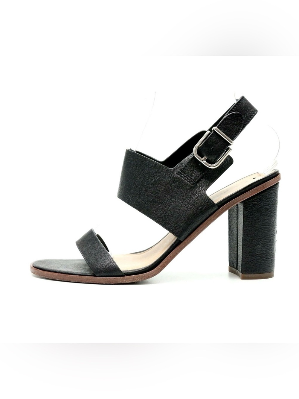 Via Spiga Black Textured Leather Slingback Heels